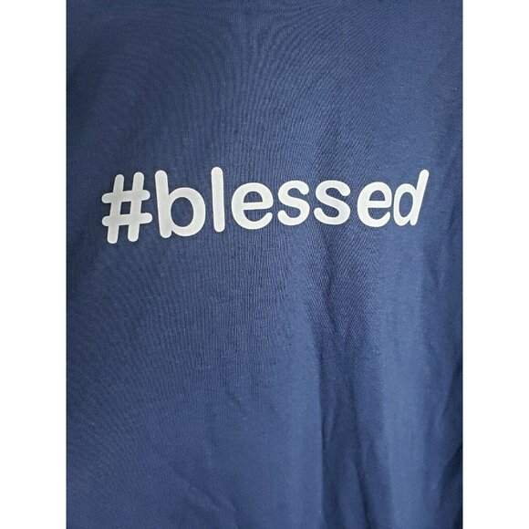 Men Comfortable Cotton #Blessed Blue 2XL T Shirt Delta Pro Weight Crew Neck - Picture 4 of 6